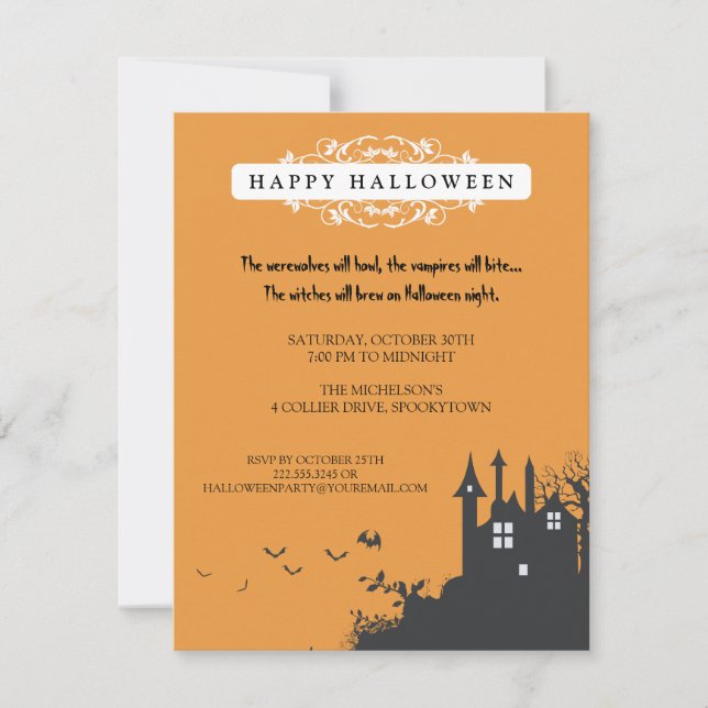 Invitation hantée de partie de Halloween de (Devant)
