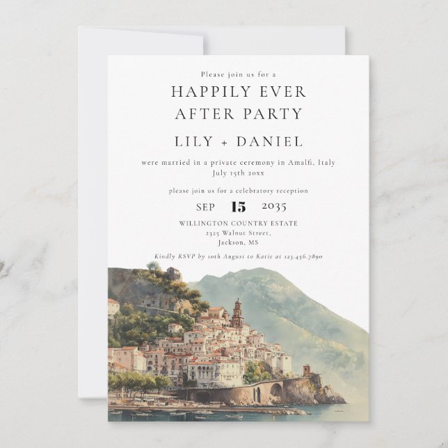 Invitation Happily Ever After Amalfi Wedding Photo (Devant)
