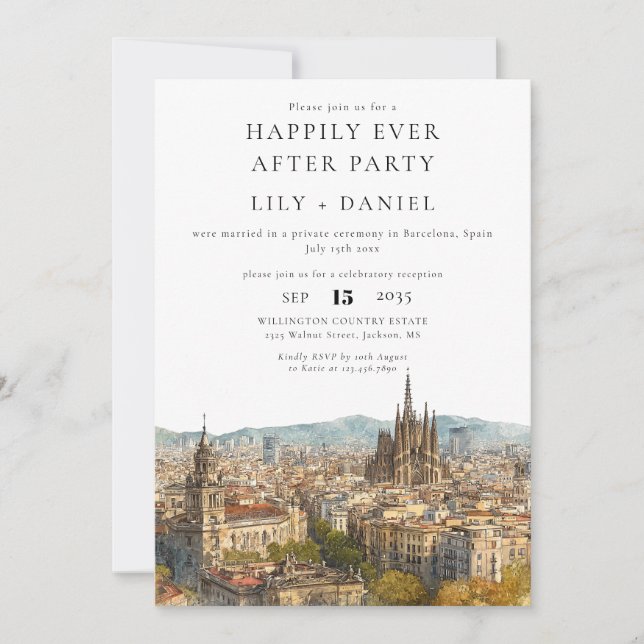 Invitation Happily Ever After Barcelona Wedding (Devant)