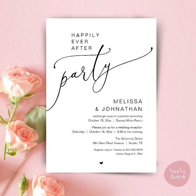 Invitation Happily Ever After Party Romance Wedding Reception (Happily Ever After Party Romance Wedding Reception Invitation card in black and white)