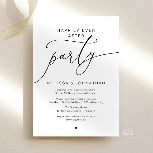 Invitation Happily Ever After Party Romance Wedding Reception (Happily Ever After Party Romance Wedding Reception Invitation card in black and white)