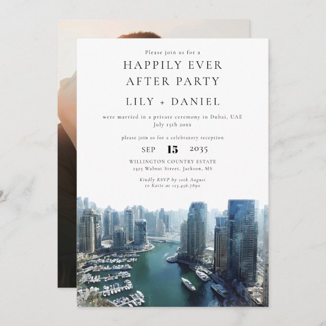 Invitation Happily Ever After Photo Dubai Wedding (Devant / Derrière)