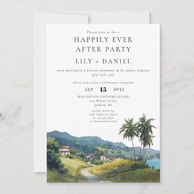 Invitation Happily Ever After Tropical Caribbean Wedding (Devant)