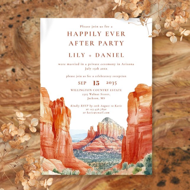 Invitation Happily Ever After Watercolor Desert Wedding (Happily Ever After Watercolor Desert Wedding Invitation)