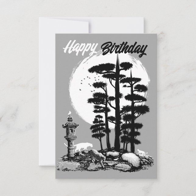 Invitation Happy Birthday Bonsai leopards (Devant)