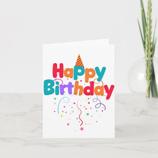 Invitation Happy Birthday Confetti (Devant)