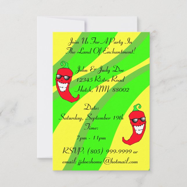 Invitation Happy Chiles Pepper Ristra Chile peppers NM (Devant)