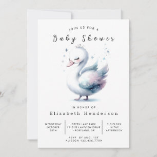 Invitation Happy Digital Swan Baby shower