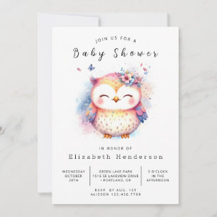 Invitation Happy Editable Owl Baby shower