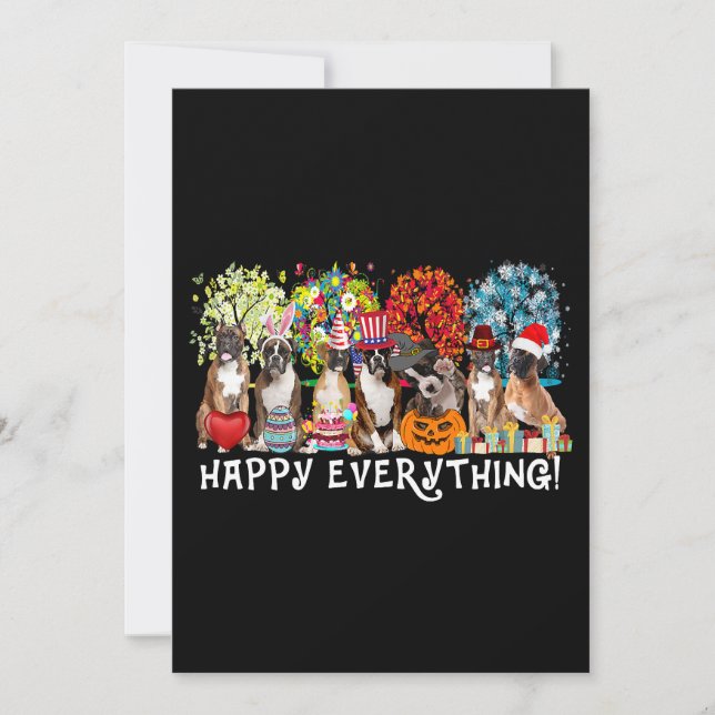Invitation Happy Everything Boxer Dog Seasons All Year Tree L (Devant)