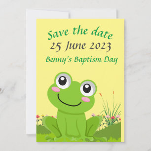 Invitation Happy frog ENREGISTRER LA DATE - texte modifiable