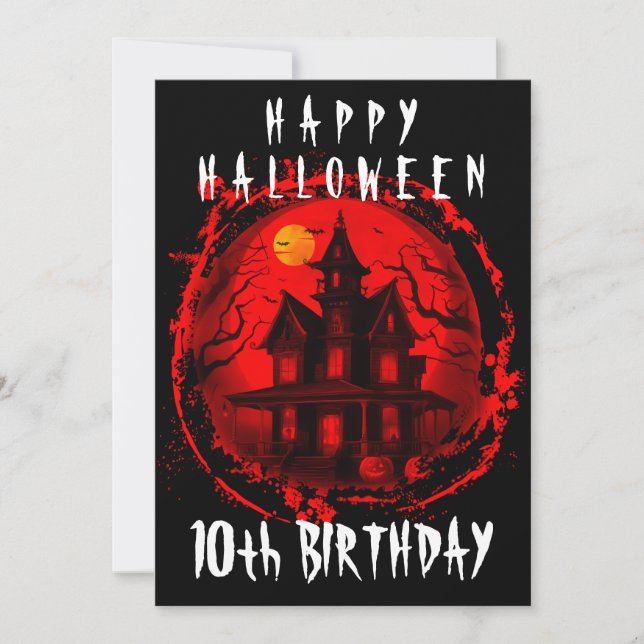 INVITATION HAPPY HALLOWEEN ANNIVERSAIRE FÊTE PERSONNALISÉE (Devant)
