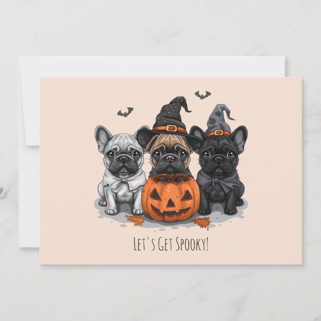 Invitation Happy Halloween Bulldogs français (Devant)