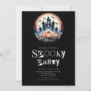 Invitation Happy Halloween Haunted House Pleine lune Hallowee
