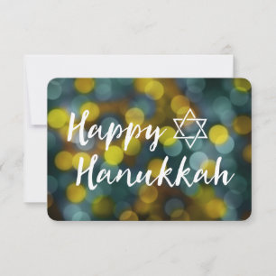 Invitation happy hanoukka bokeh lights