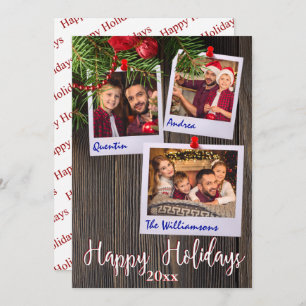 Invitation Happy Holidays Rustic Bulletin Board Photo