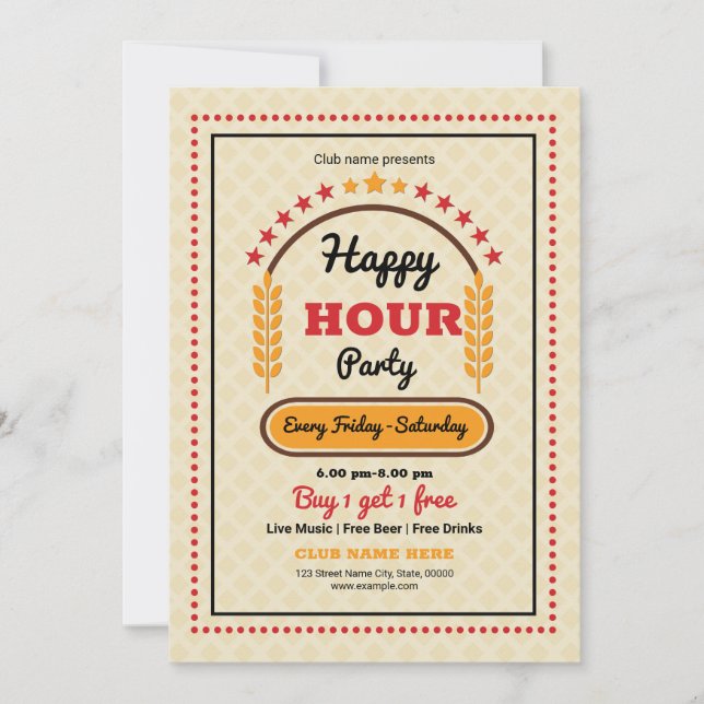 Invitation Happy Hour Party Flyer Modèle (Devant)