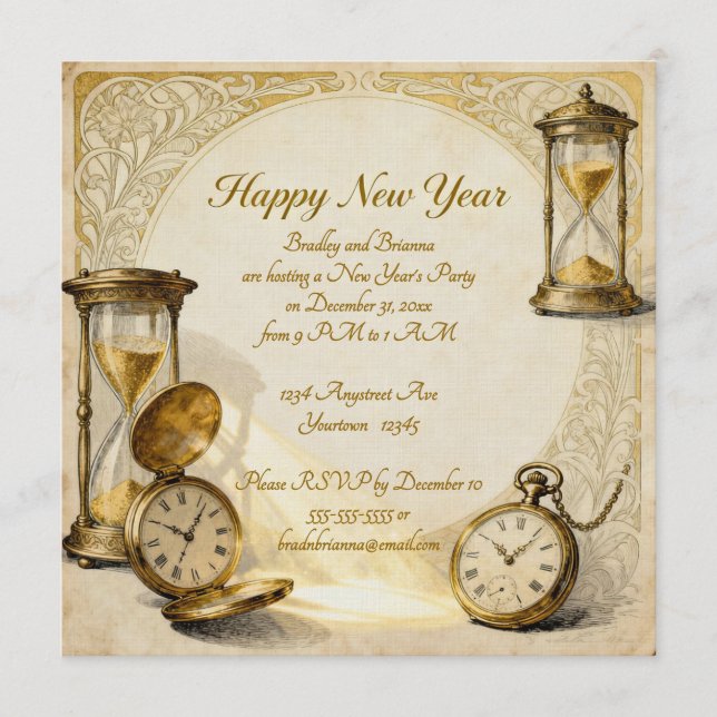 Invitation Happy New Year New Year's Eve Party (Devant)