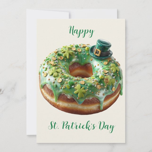 Invitation Happy St. Patrick’s Day Donut with Leprechaun Hat (Devant)