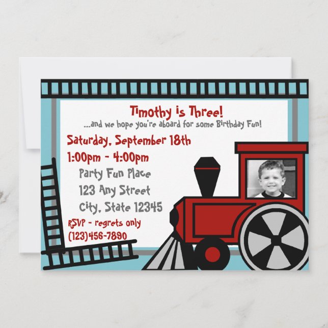 Invitation Happy Tracks Railroad Invitation/ Red (Devant)