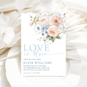 Invitation Hargrove Blue Floral Amour Dans La Fête des mariée