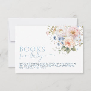 Invitation Hargrove Blue Floral Livres Pour Baby Request Card