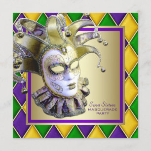 Invitation Harlequin Mardi Gras Masquerade