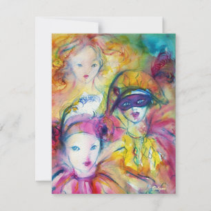 Invitation HARLEQUIN, PIERO ET COLOMBINA Masques Carnavals