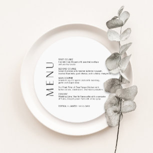 Invitation HARLOW Minimaliste Ronde Mariage Menu Dîner
