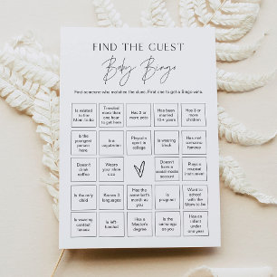 Invitation HARLOW Trouver L'Invité Baby Bingo Game Card