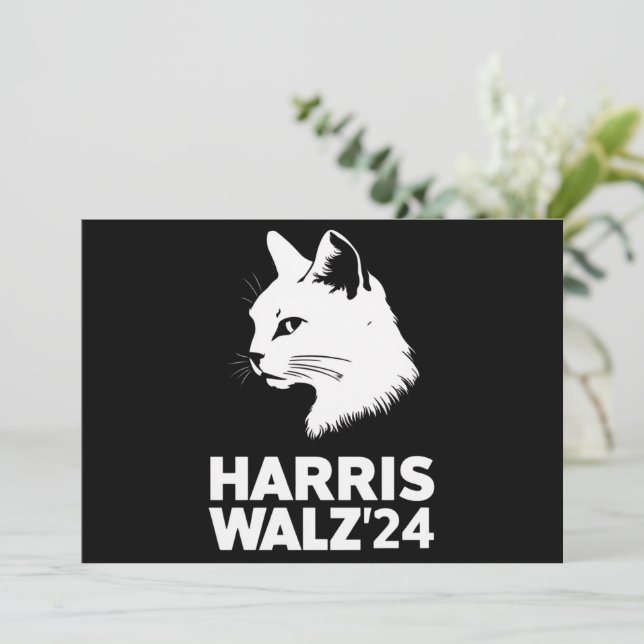 Invitation Harris Waltz 2024 Election Funny Cat Kamala Tim (Debout devant)