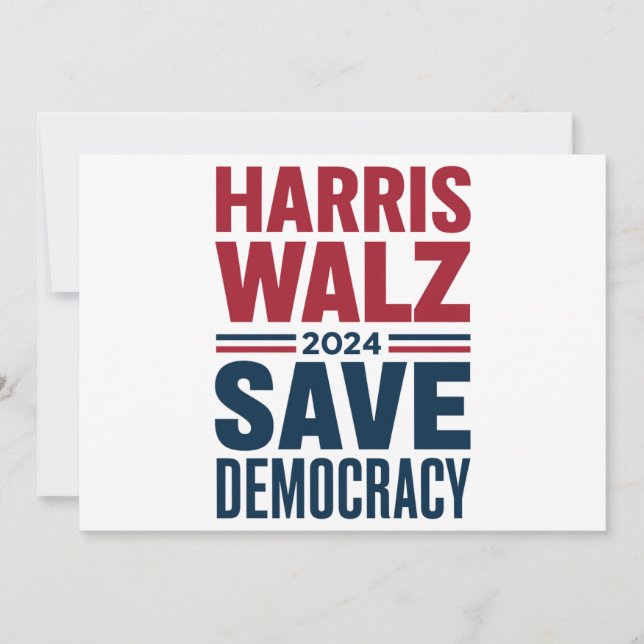 Invitation Harris Walz sauve la démocratie (Devant)