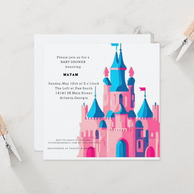 Invitation Harry Potter | Baby Shower du château de Poudlard (Devant/Arrière en situation)
