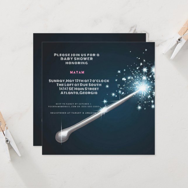 Invitation Harry Potter | Enfantement de la baguette magique (Devant/Arrière en situation)