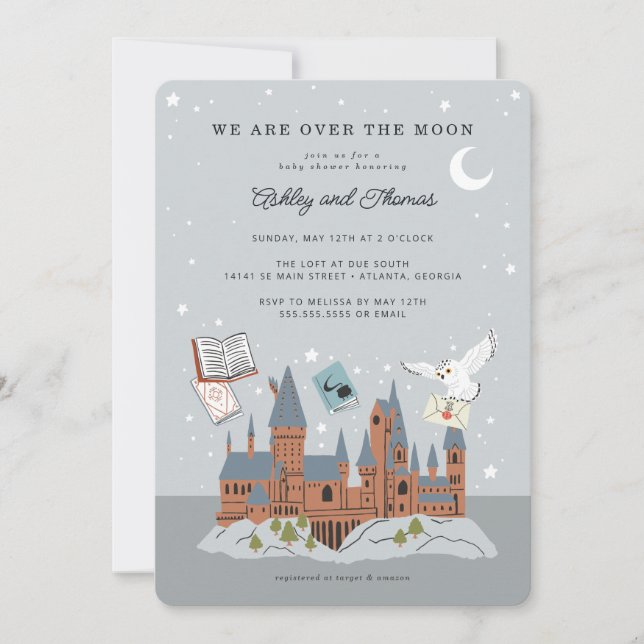 Invitation Harry Potter | Hogwarts - Sur la Lune (Devant)