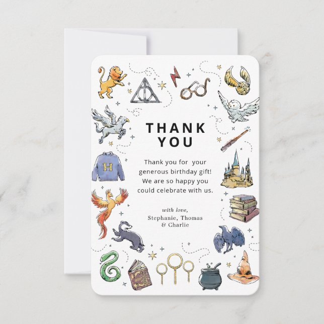 Invitation Harry Potter Icons Anniversaire Merci (Devant)