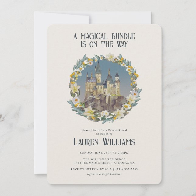 Invitation Harry Potter Magical Hogwarts Castle Révélation de (Devant)