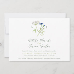 Invitation Hartwort de Cornflower botanique blanc vert mariag