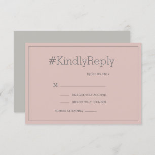 Invitation Hashtag moderne blush rose gris gris chic mariage 