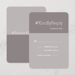 Invitation Hashtag moderne lilac gris taupe chic mariage rsvp