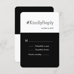Invitation Hashtag moderne noir blanc chic mariage rsvp