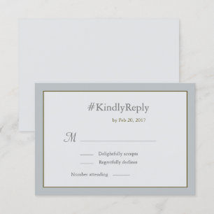 Invitation Hashtag personnalisation mariage or bleu pâle RSVP
