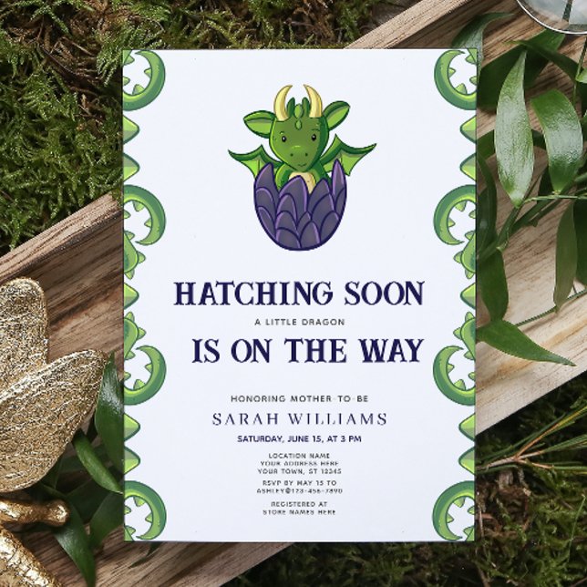 Invitation Hatching Bientôt Genre Neutral Baby shower Dragon (Baby Shower Invitation)