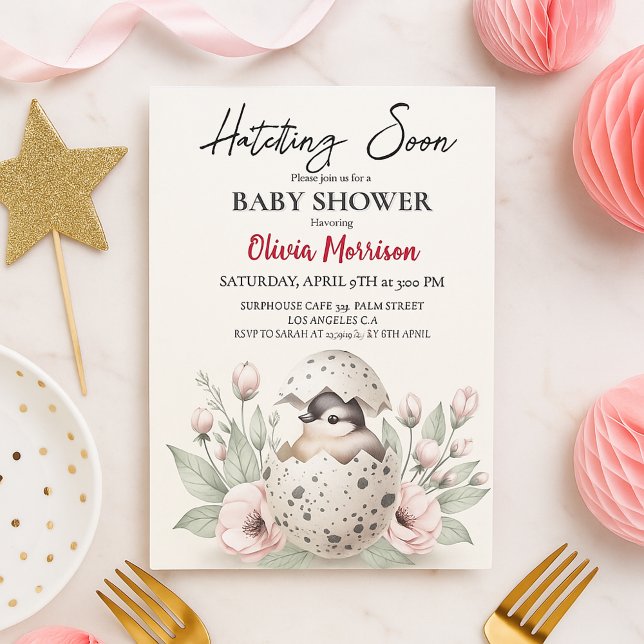 Invitation Hatching Bientôt Rustic Baby Chick Baby shower (Créateur téléchargé)