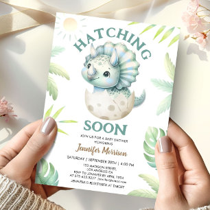 Invitation Hatching Bientôt Tricératops Boy Dinosaur Baby sho