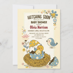 Invitation "Hatching Bip", mignon Baby shower d'oiseaux pour 