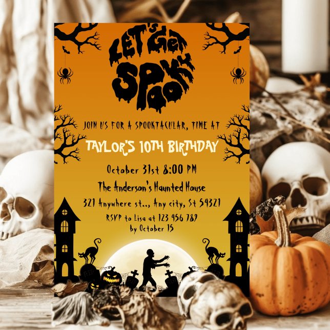 Invitation Hauné cimetière Éffrayant Halloween Anniversaire (Créateur téléchargé)
