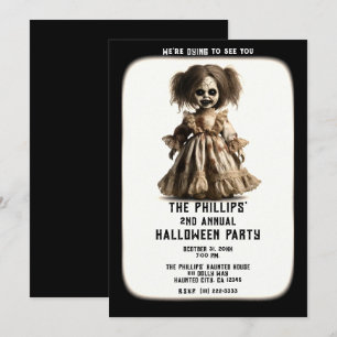 Invitation Hauné Éffrayante poupée Halloween Costume Party
