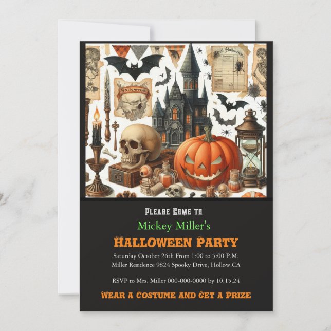 Invitation Hauné House Kids Costume fête Halloween (Devant)