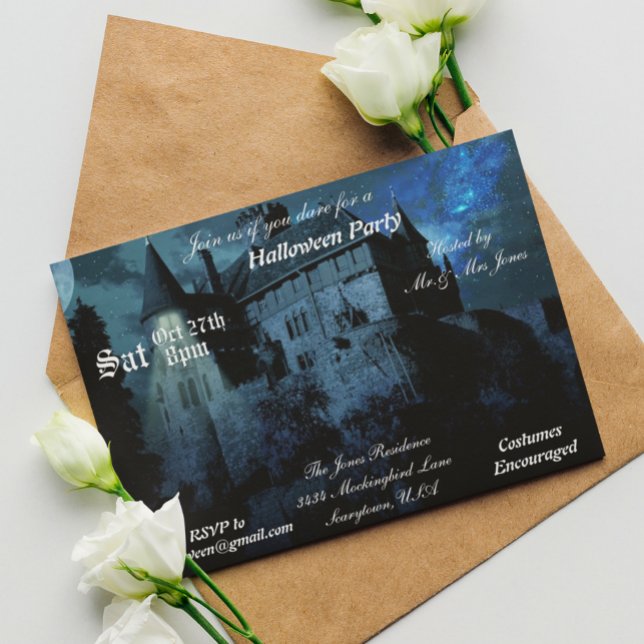 Invitation Hauné Mansion Castle House Nuit Halloween (Créateur téléchargé)